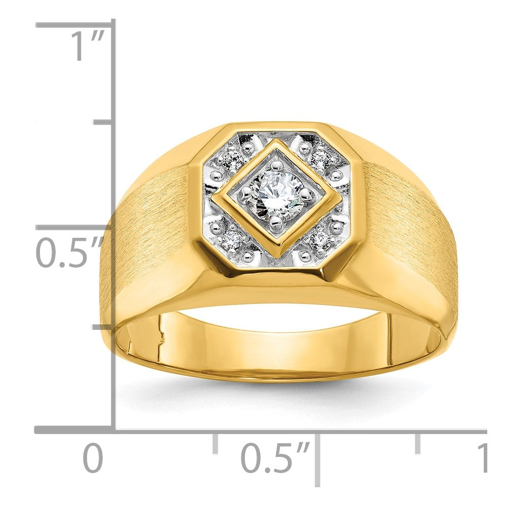 10k IBGoodman Men's Polished and Satin Diamond Complete Ring