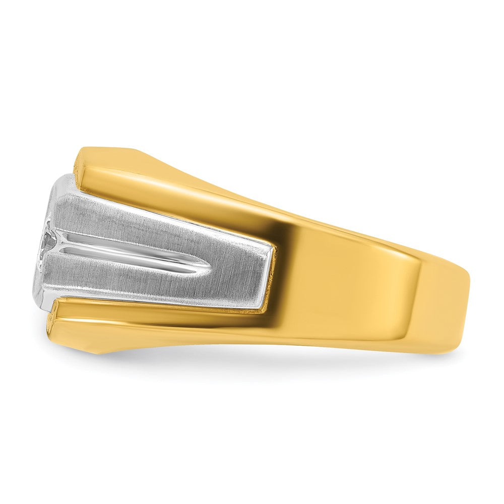 IBGoodman 14k Two-tone 1/3 carat Lab Grown Diamond VS/SI+ G+ Complete Polished and Satin Men's Ring