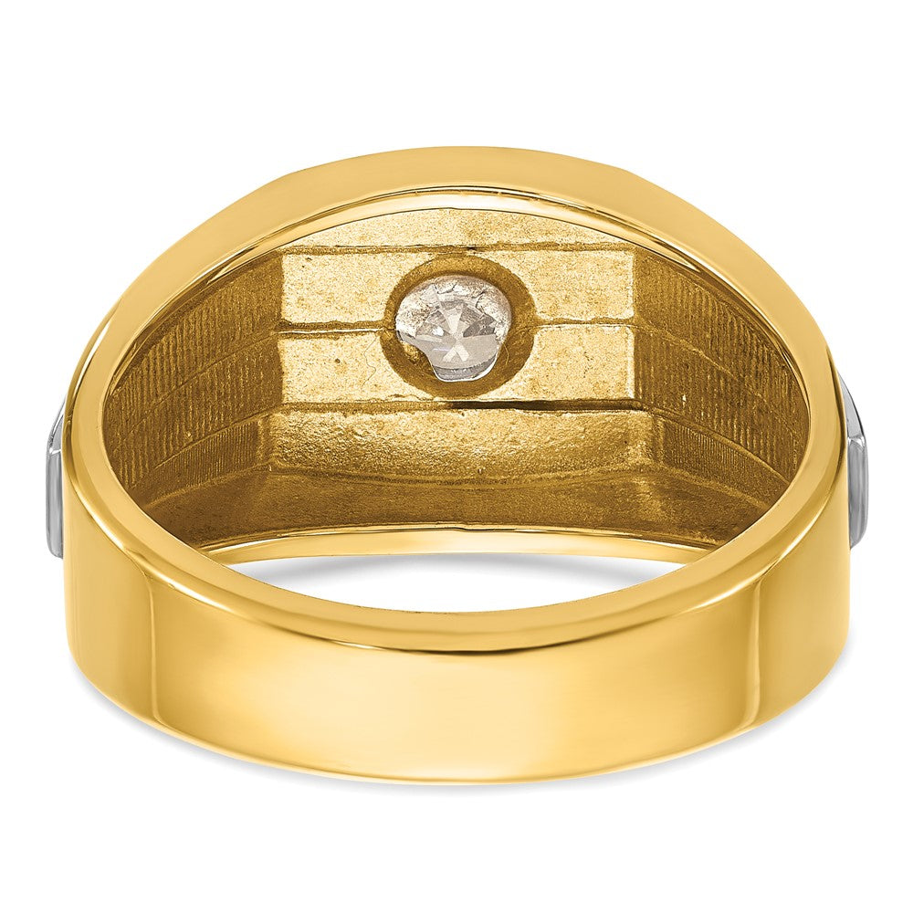 IBGoodman 14k Two-tone 1/3 carat Lab Grown Diamond VS/SI+ G+ Complete Polished and Satin Men's Ring