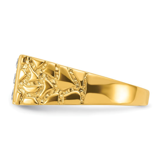 IBGoodman 14k .02 carat Lab Grown Diamond VS/SI+ G+ Complete Textured Men's Nugget Ring