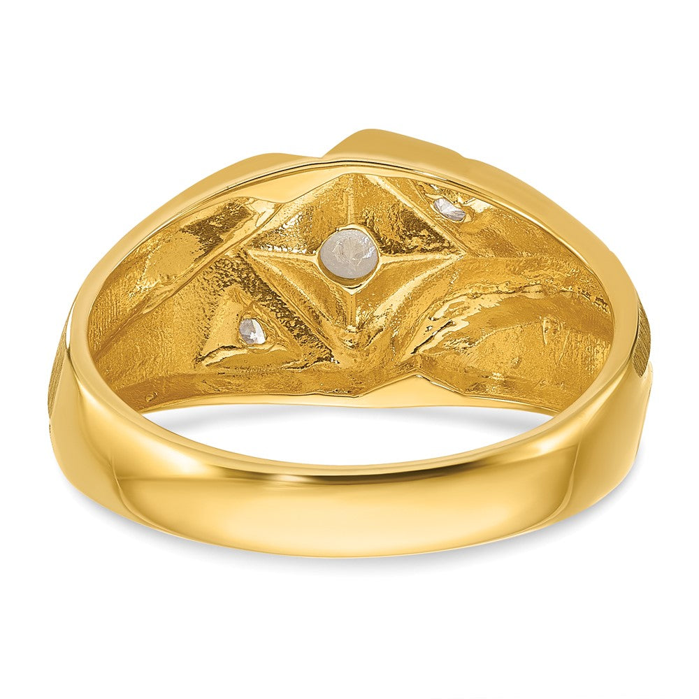 IBGoodman 14k with White Rhodium 1/5 carat Lab Grown Diamond VS/SI+ G+ Complete Polished and Satin Men's Ring