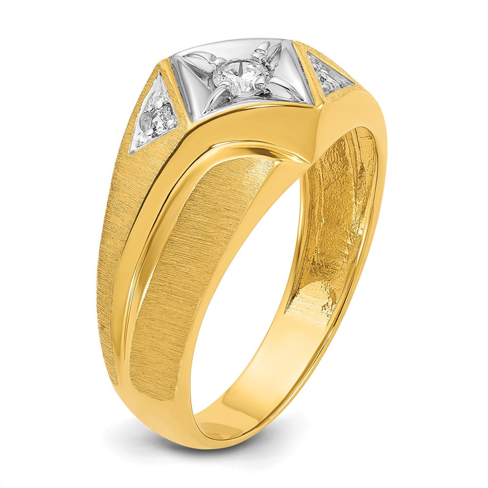 IBGoodman 14k with White Rhodium 1/5 carat Lab Grown Diamond VS/SI+ G+ Complete Polished and Satin Men's Ring