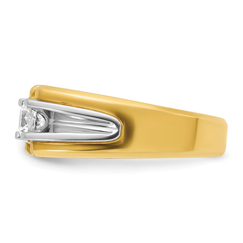 IBGoodman 14k Two-tone 1/2 carat Lab Grown Diamond VS/SI+ G+ Complete Polished and Satin Men's Ring