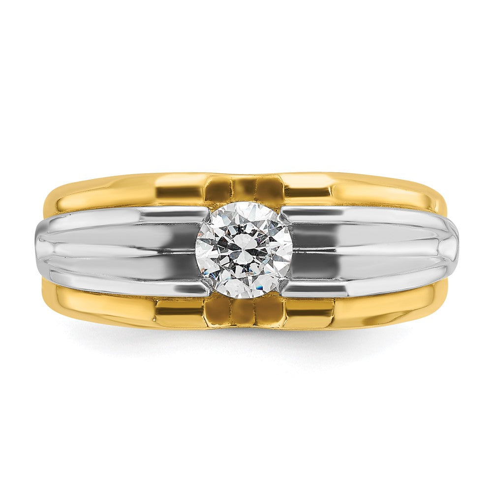IBGoodman 14k Two-tone 1/2 carat Lab Grown Diamond VS/SI+ G+ Complete Polished and Satin Men's Ring