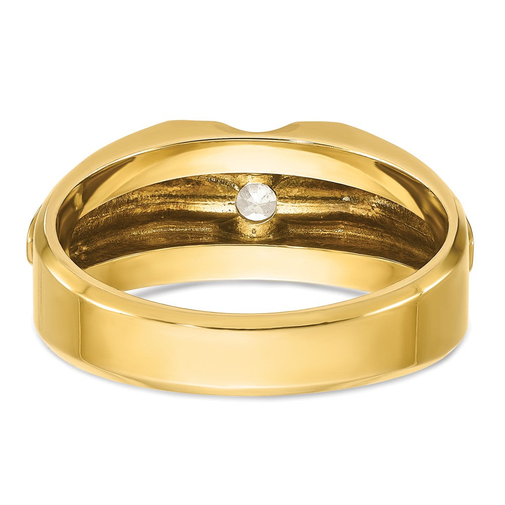IBGoodman 14k Two-tone 1/2 carat Lab Grown Diamond VS/SI+ G+ Complete Polished and Satin Men's Ring