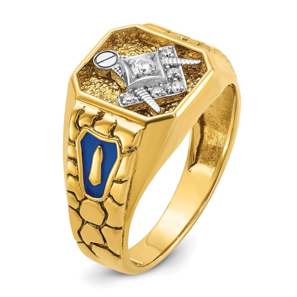 IBGoodman 10k Two-tone Men's Polished and Textured Blue Lodge Master Masonic Ring Mounting