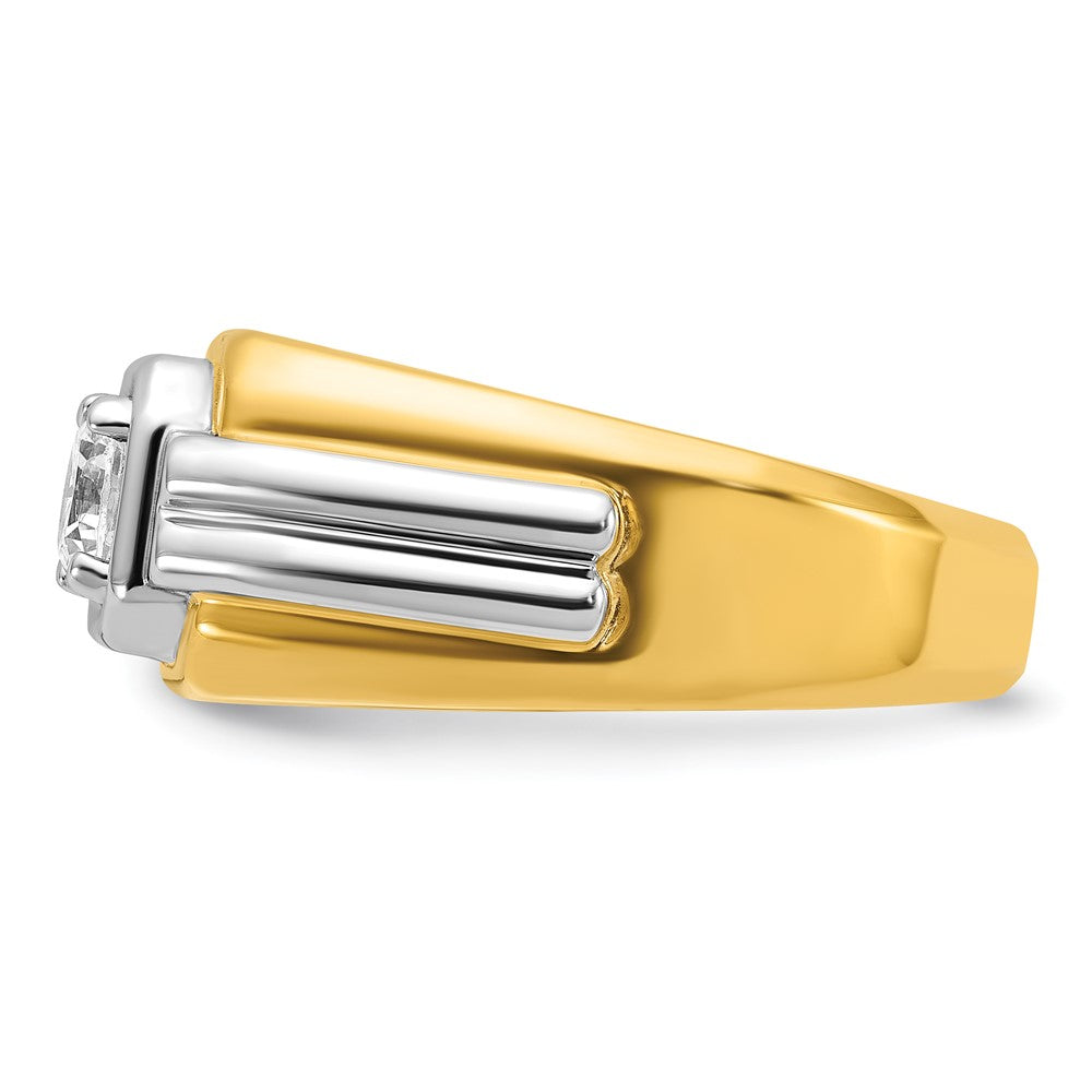 IBGoodman 14k Two-tone 1 carat Lab Grown Diamond VS/SI+ G+ Complete Polished and Grooved Men's Ring