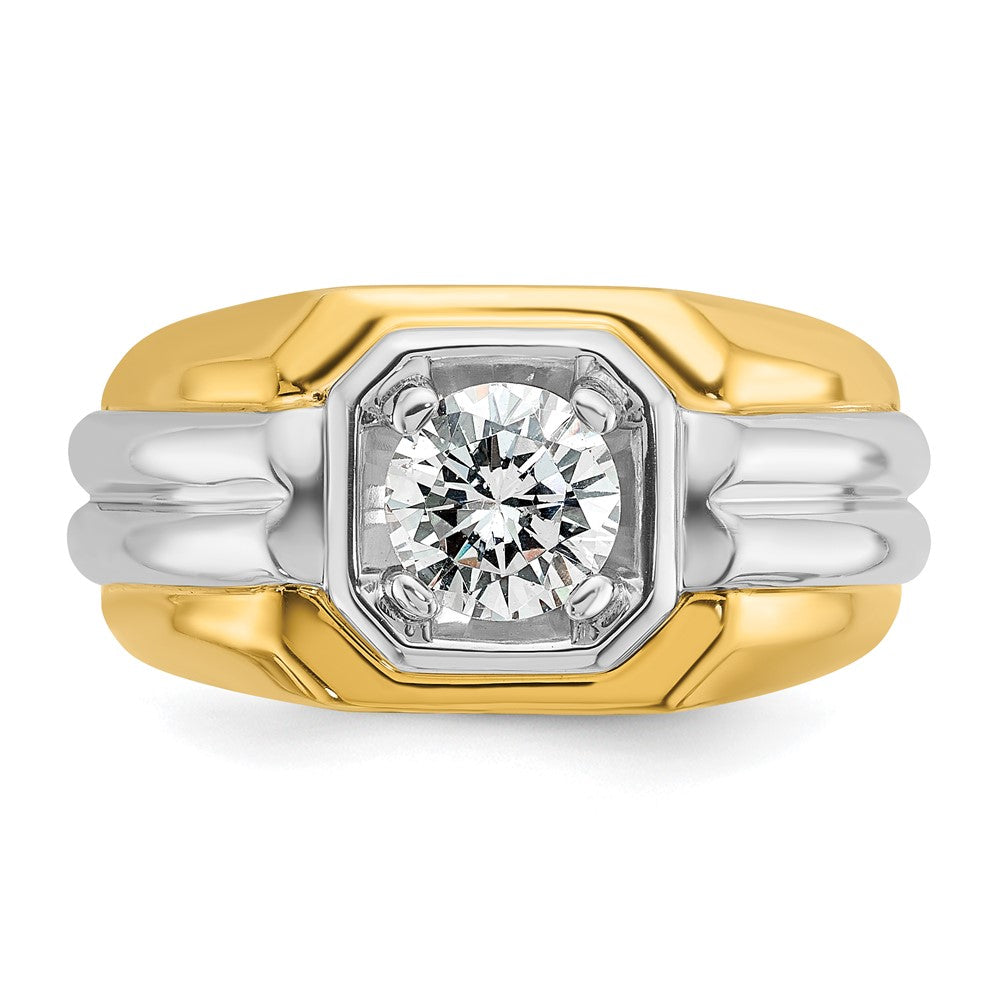 IBGoodman 14k Two-tone 1 carat Lab Grown Diamond VS/SI+ G+ Complete Polished and Grooved Men's Ring