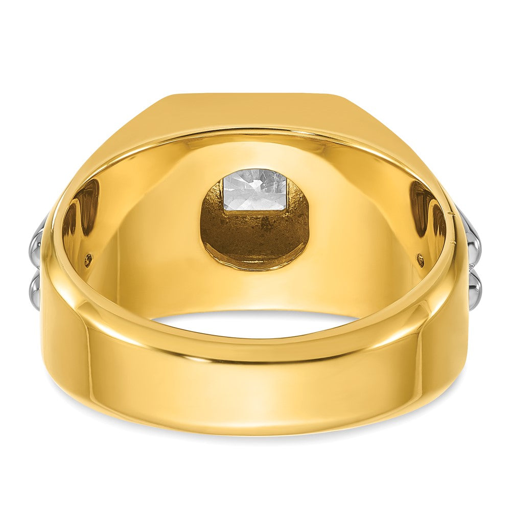 IBGoodman 14k Two-tone 1 carat Lab Grown Diamond VS/SI+ G+ Complete Polished and Grooved Men's Ring