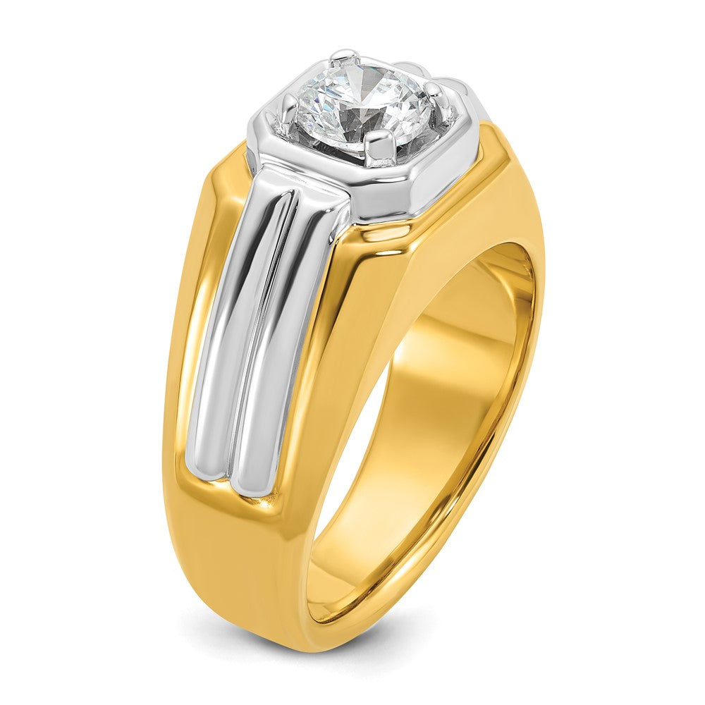 IBGoodman 14k Two-tone 1 carat Lab Grown Diamond VS/SI+ G+ Complete Polished and Grooved Men's Ring