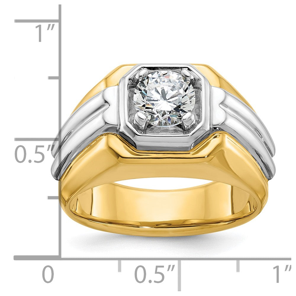 IBGoodman 14k Two-tone 1 carat Lab Grown Diamond VS/SI+ G+ Complete Polished and Grooved Men's Ring