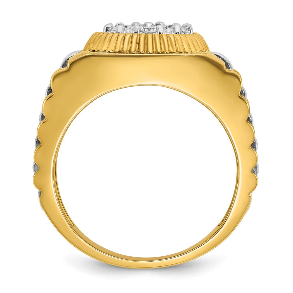 IBGoodman 10k Two-tone Men's Polished Satin and Textured 1/2 Carat A Quality Diamond Cluster Ring