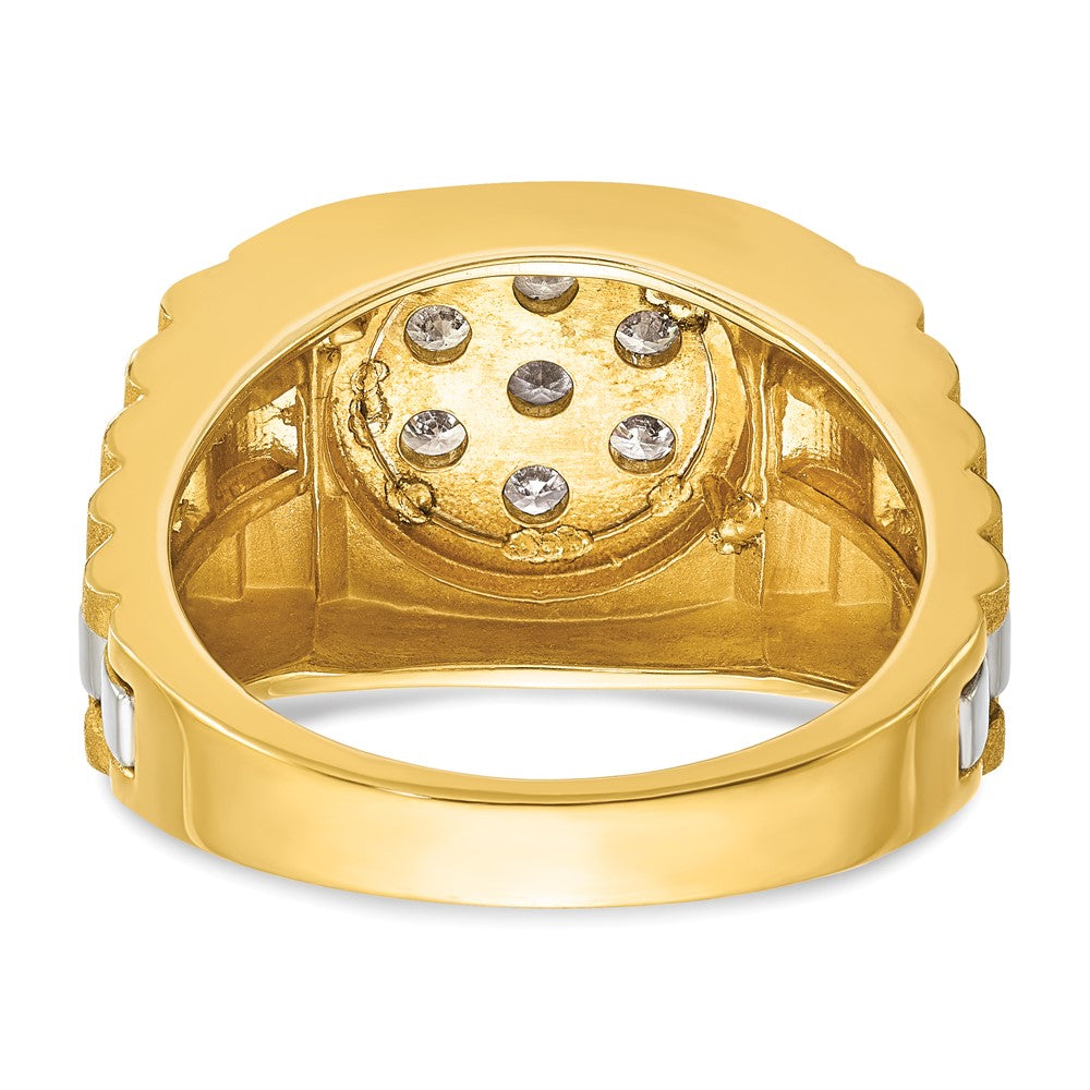 IBGoodman 10k Two-tone Men's Polished Satin and Textured 1/2 Carat A Quality Diamond Cluster Ring