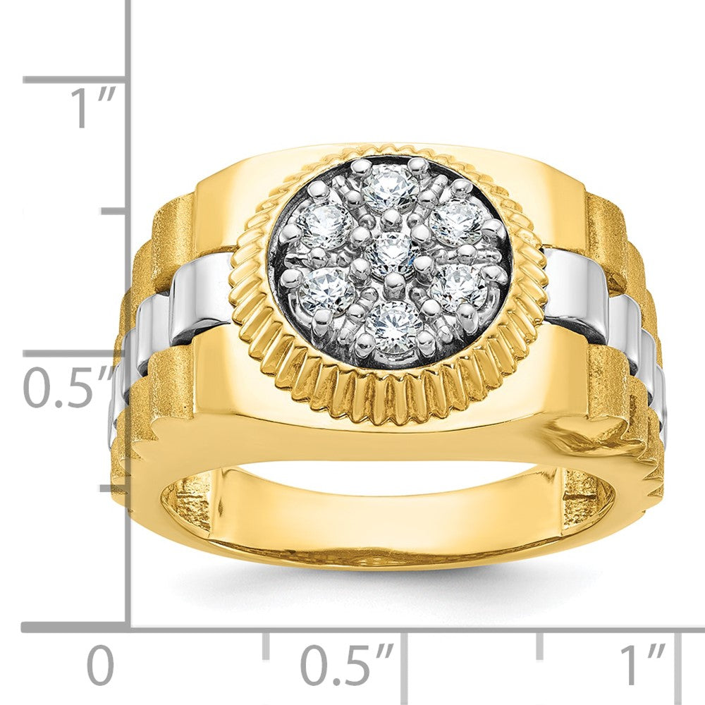 IBGoodman 10k Two-tone Men's Polished Satin and Textured 1/2 Carat A Quality Diamond Cluster Ring