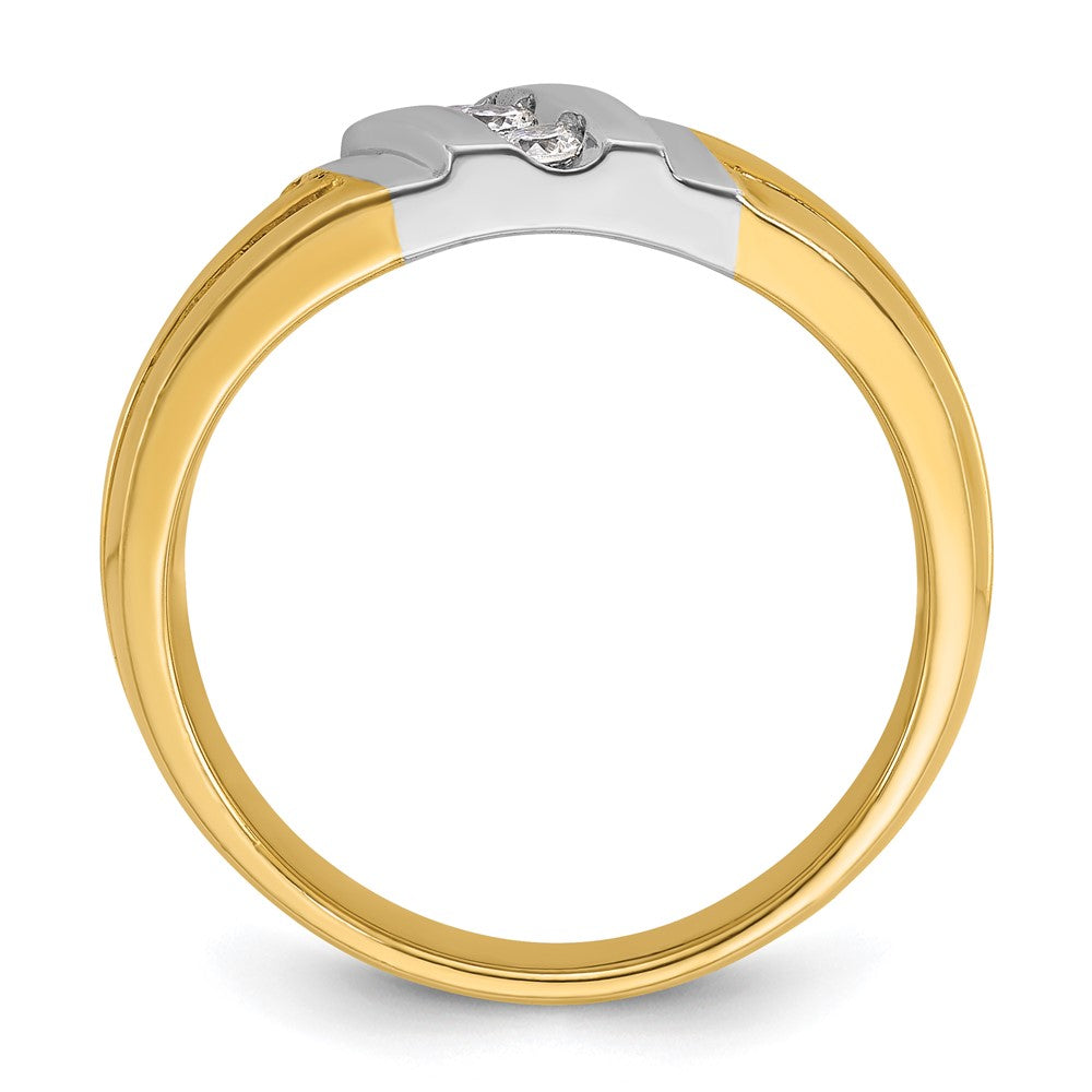 IBGoodman 10k Two-tone Men's Polished and Grooved 3-Stone 1/5 Carat A Quality Diamond Ring