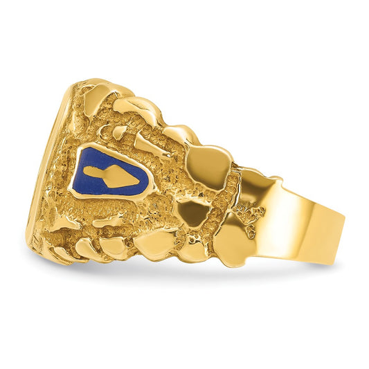 IBGoodman 10k Men's Polished and Nugget Textured Blue Lodge Master Masonic Ring Mounting