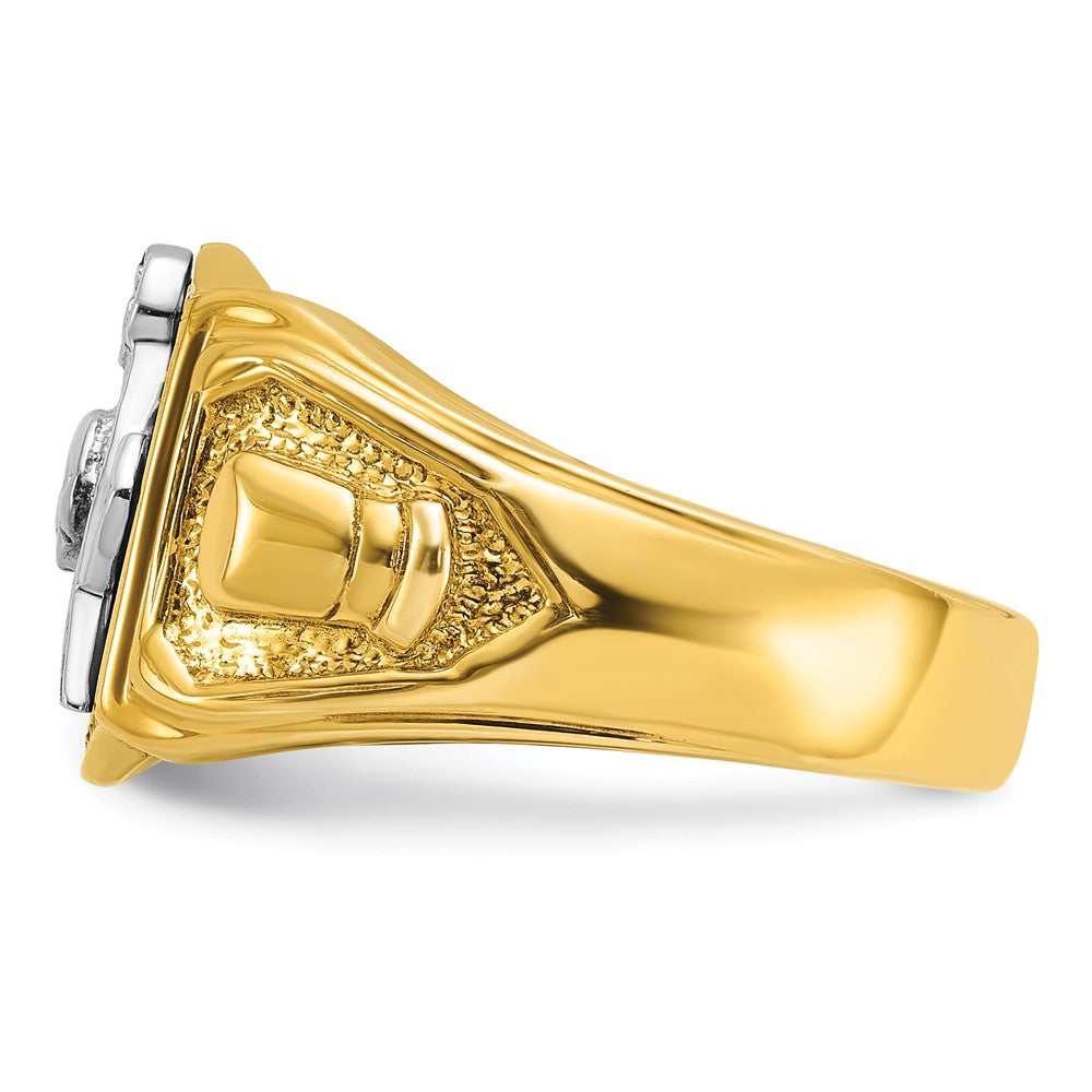 IBGoodman 10k Two-tone Men's Polished and Textured with Black Enamel Past Master Masonic Ring