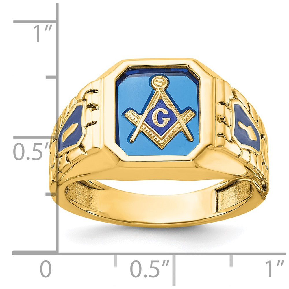 IBGoodman 10k Men's Polished and Textured Blue Lodge Master Masonic Ring Mounting