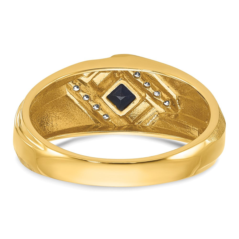 10k IBGoodman Men's Cr.Sapphire and Diamond Satin Complete Ring