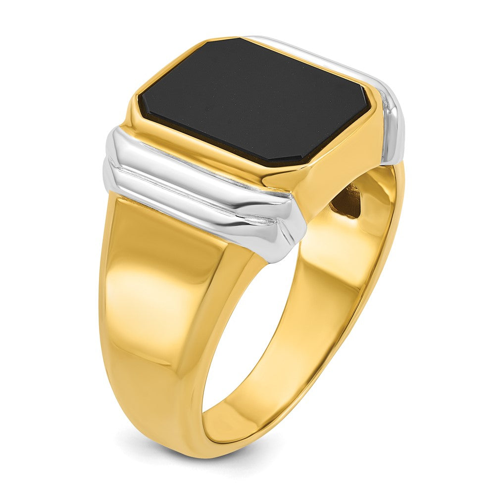 IB Goodman 10k Two-tone Mens 12x10mm Octagon Onyx Complete Ring