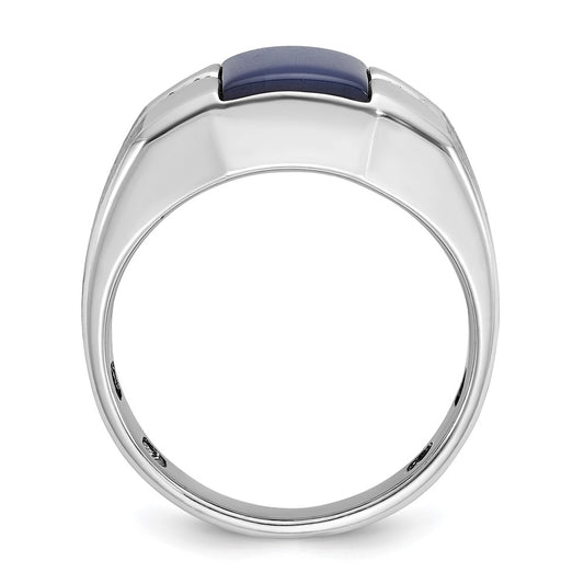 IB Goodman 10k White Gold Mens Satin Holds 10x8mm Cushion Gemstone and 4-1.7mm Diamonds Ring Mounting