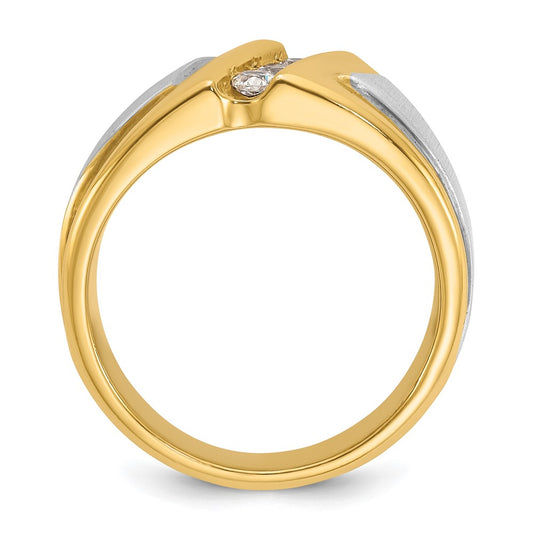 IBGoodman 10k Two-tone Men's Polished and Satin 3-Stone 1/4 Carat A Quality Diamond Ring