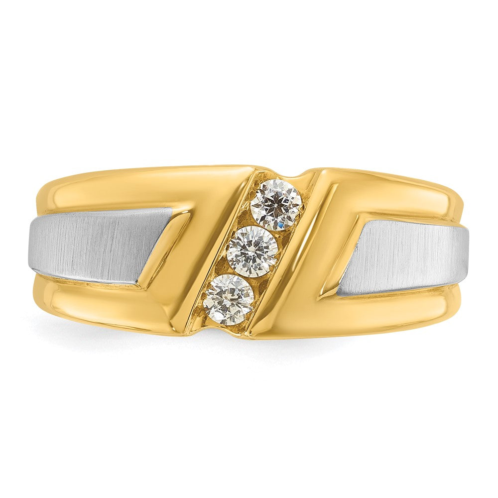 IBGoodman 10k Two-tone Men's Polished and Satin 3-Stone 1/4 Carat A Quality Diamond Ring