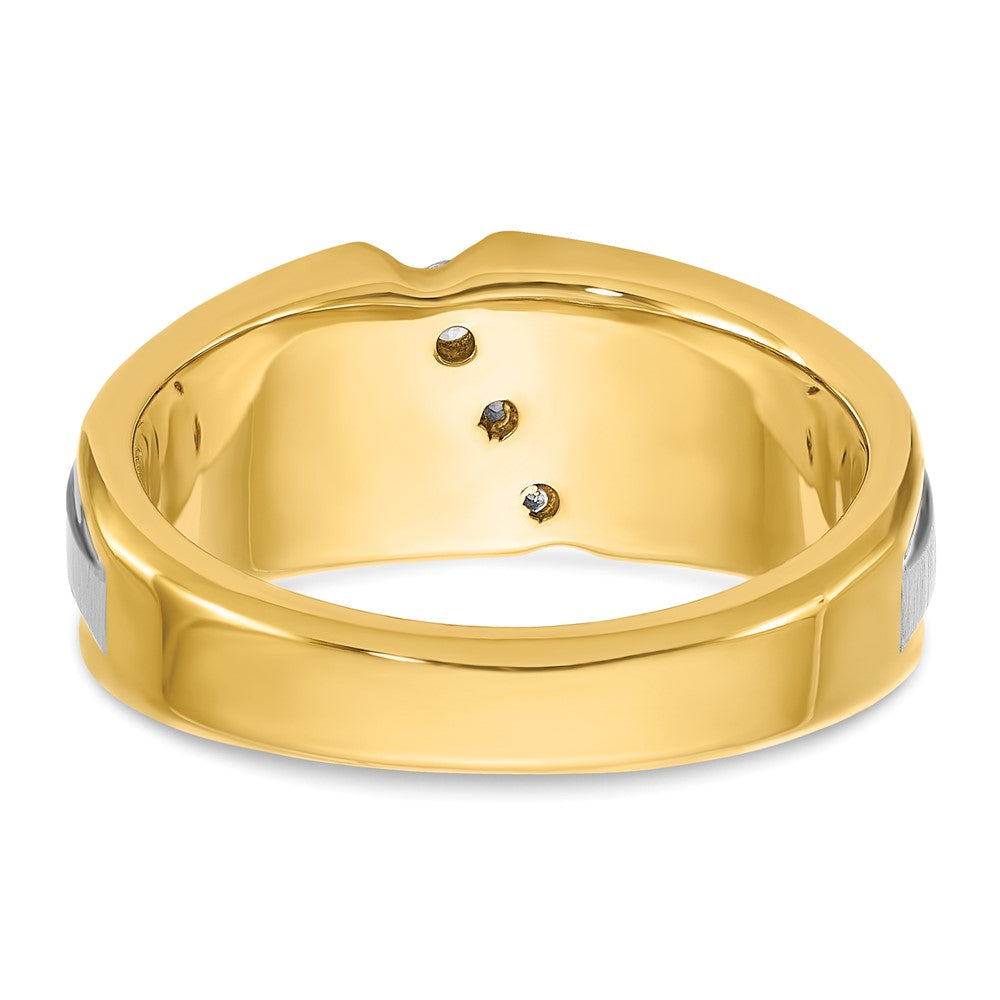 IBGoodman 10k Two-tone Men's Polished and Satin 3-Stone 1/4 Carat A Quality Diamond Ring