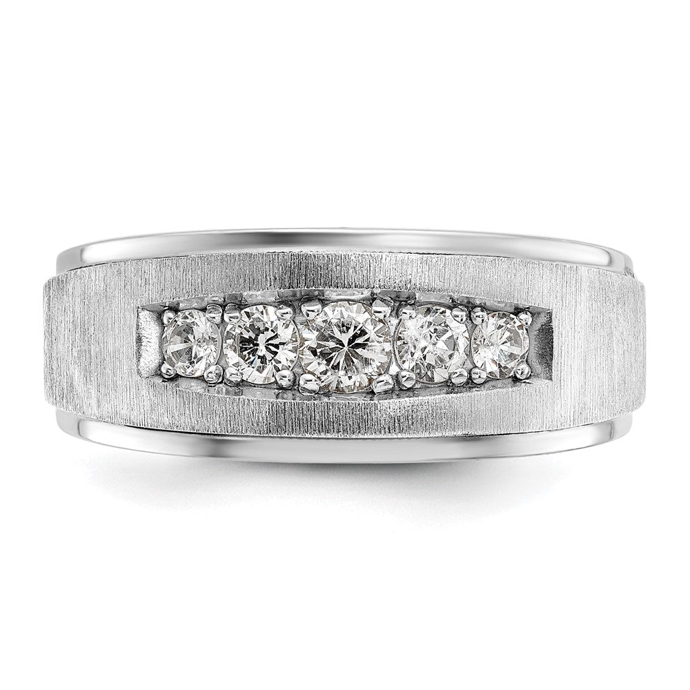 IBGoodman 14k White Gold Polished and Brushed Five Stone Men's Ring Mounting