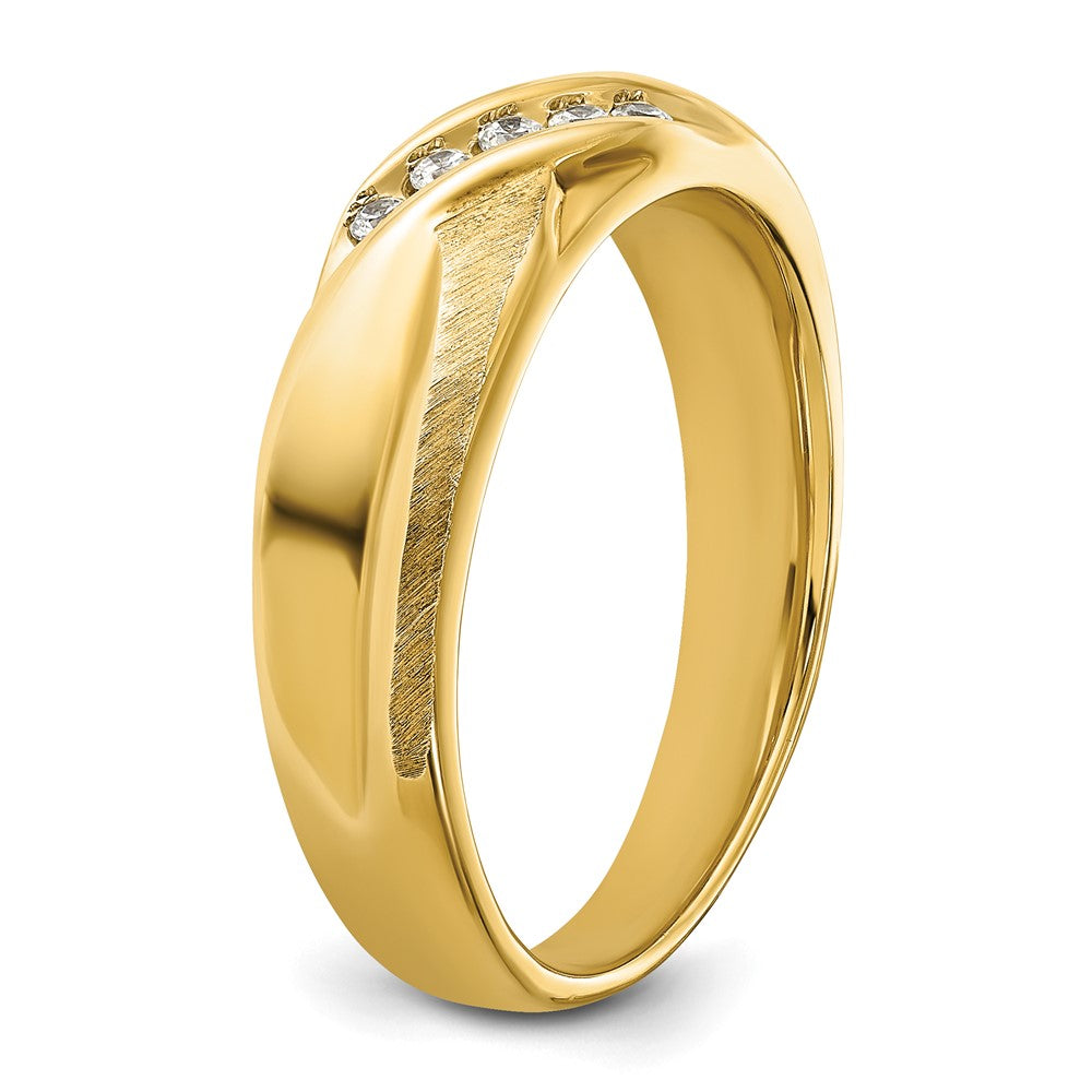 IBGoodman 14K with White Rhodium Men's Polished and Satin X 1/10 Carat AA Quality Diamond Ring