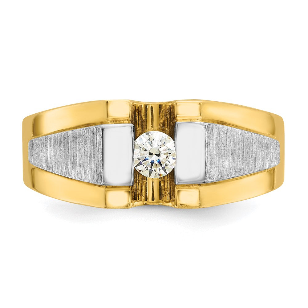 IBGoodman 14k Two-tone 1/4 carat Lab Grown Diamond VS/SI+ G+ Complete Polished and Satin Men's Ring