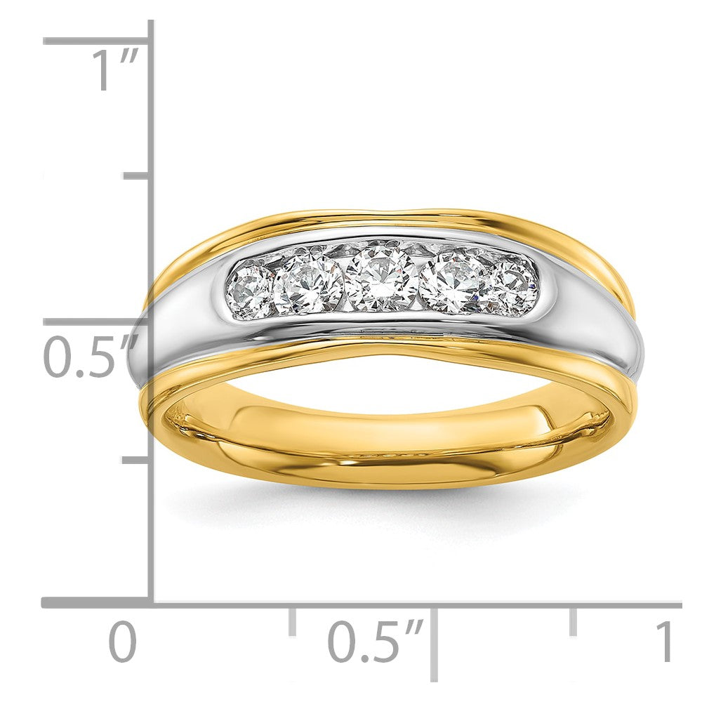 IBGoodman 14k Two-tone 1/2 carat Lab Grown Diamond VS/SI+ G+ Complete Polished and Grooved Men's Ring