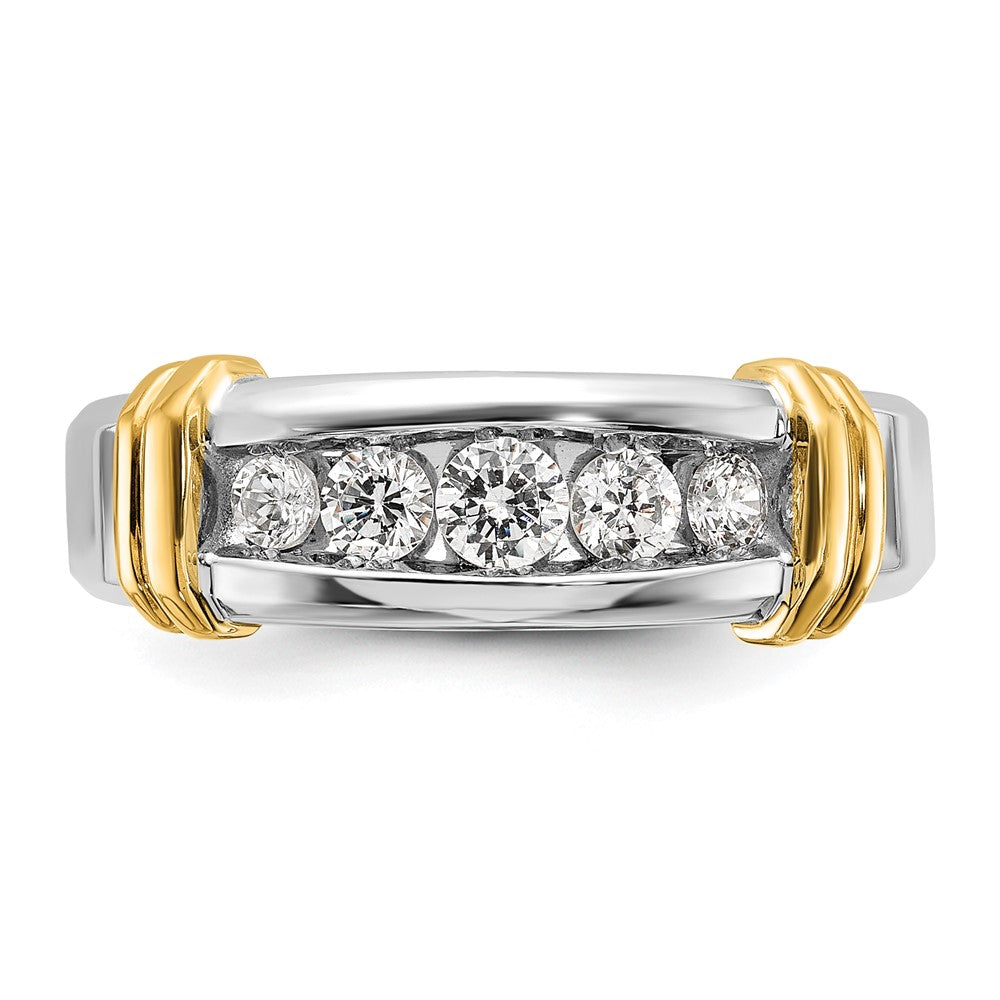 IBGoodman 14k Two-tone 1/2 carat Lab Grown Diamond VS/SI+ G+ Five Stone Complete Polished Men's Ring