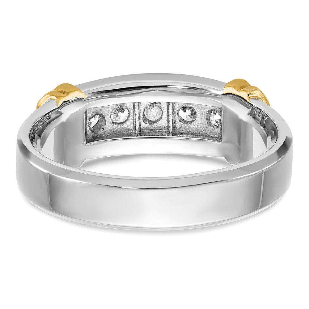 IBGoodman 14k Two-tone 1/2 carat Lab Grown Diamond VS/SI+ G+ Five Stone Complete Polished Men's Ring