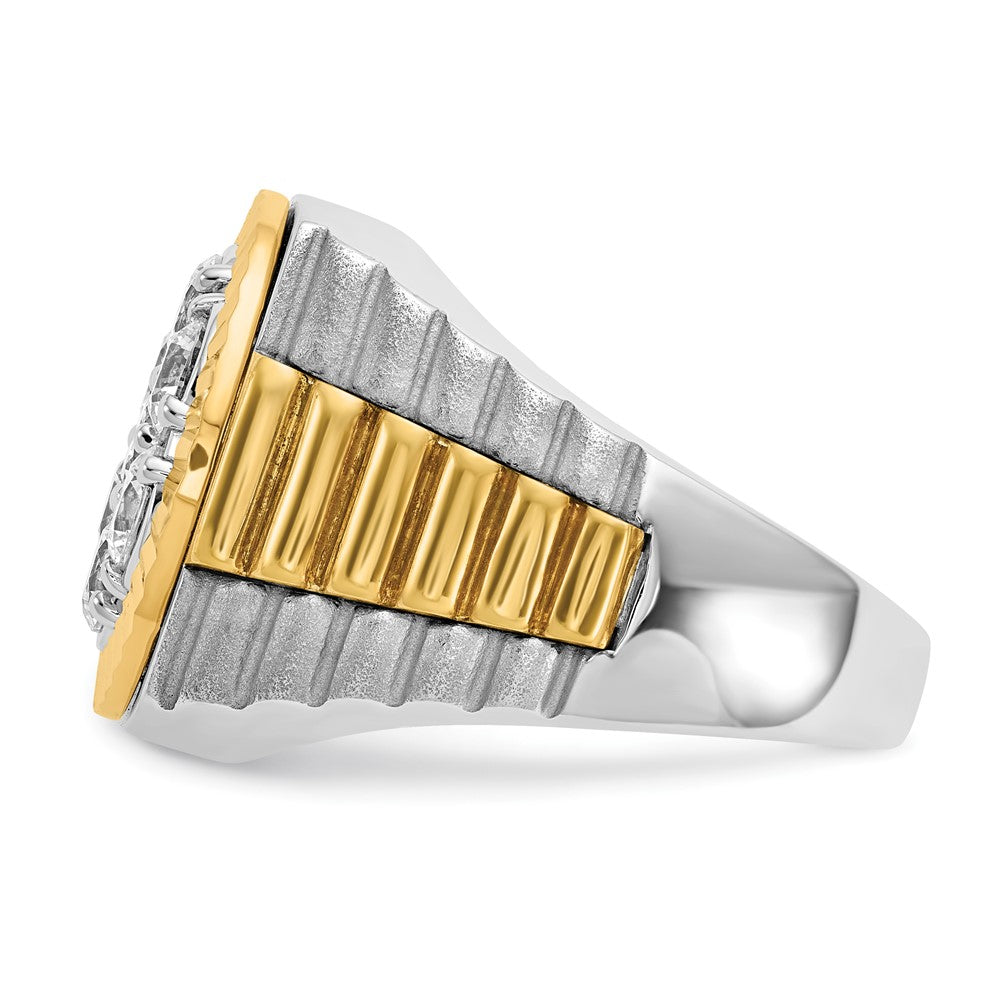 IBGoodman 14k Two-Tone 2 carat Lab Grown Diamond VS/SI+ G+ Complete Ribbed Men's Cluster Ring