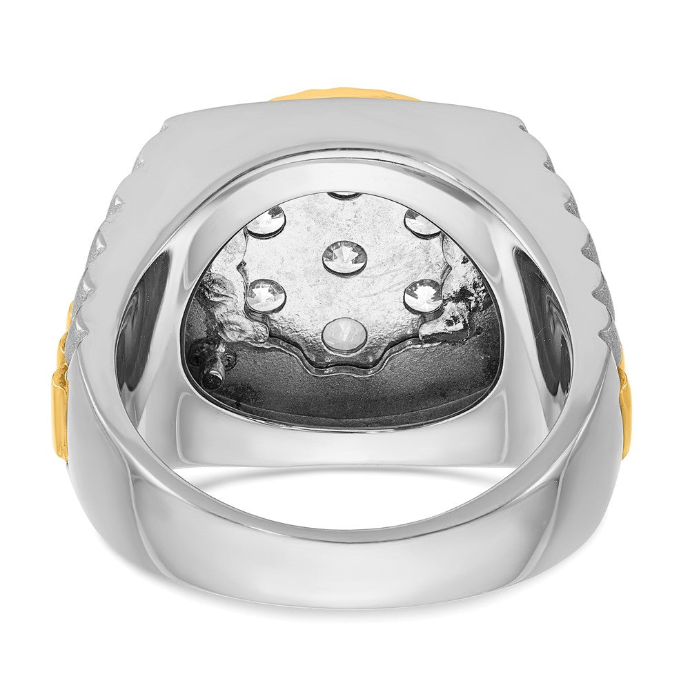 IBGoodman 14k Two-Tone 2 carat Lab Grown Diamond VS/SI+ G+ Complete Ribbed Men's Cluster Ring