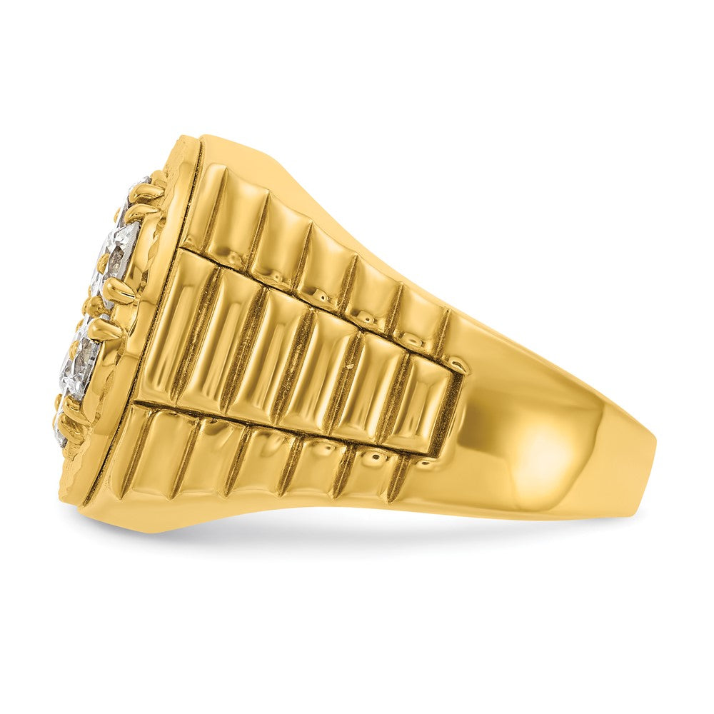 IBGoodman 14k 2 carat Lab Grown Diamond VS/SI+ G+ Complete Ribbed Men's Cluster Ring
