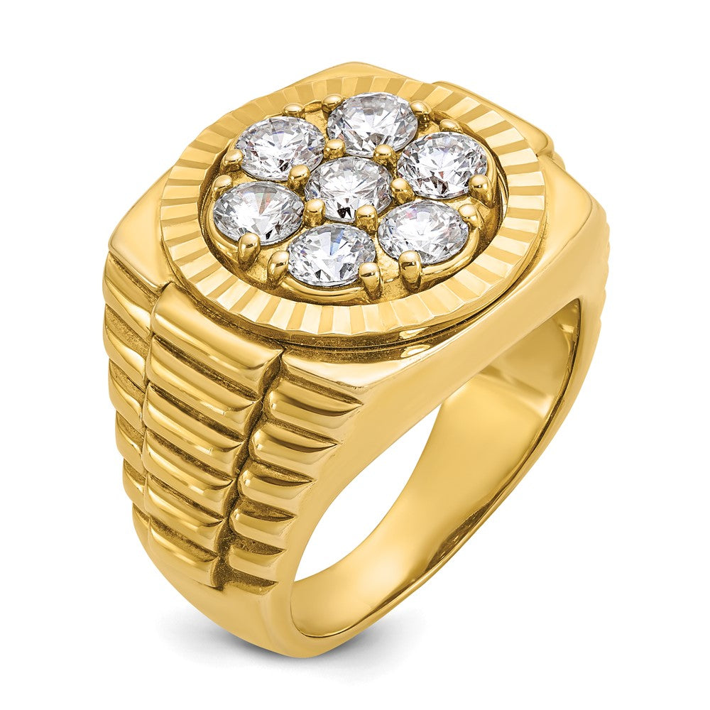 IBGoodman 14k 2 carat Lab Grown Diamond VS/SI+ G+ Complete Ribbed Men's Cluster Ring