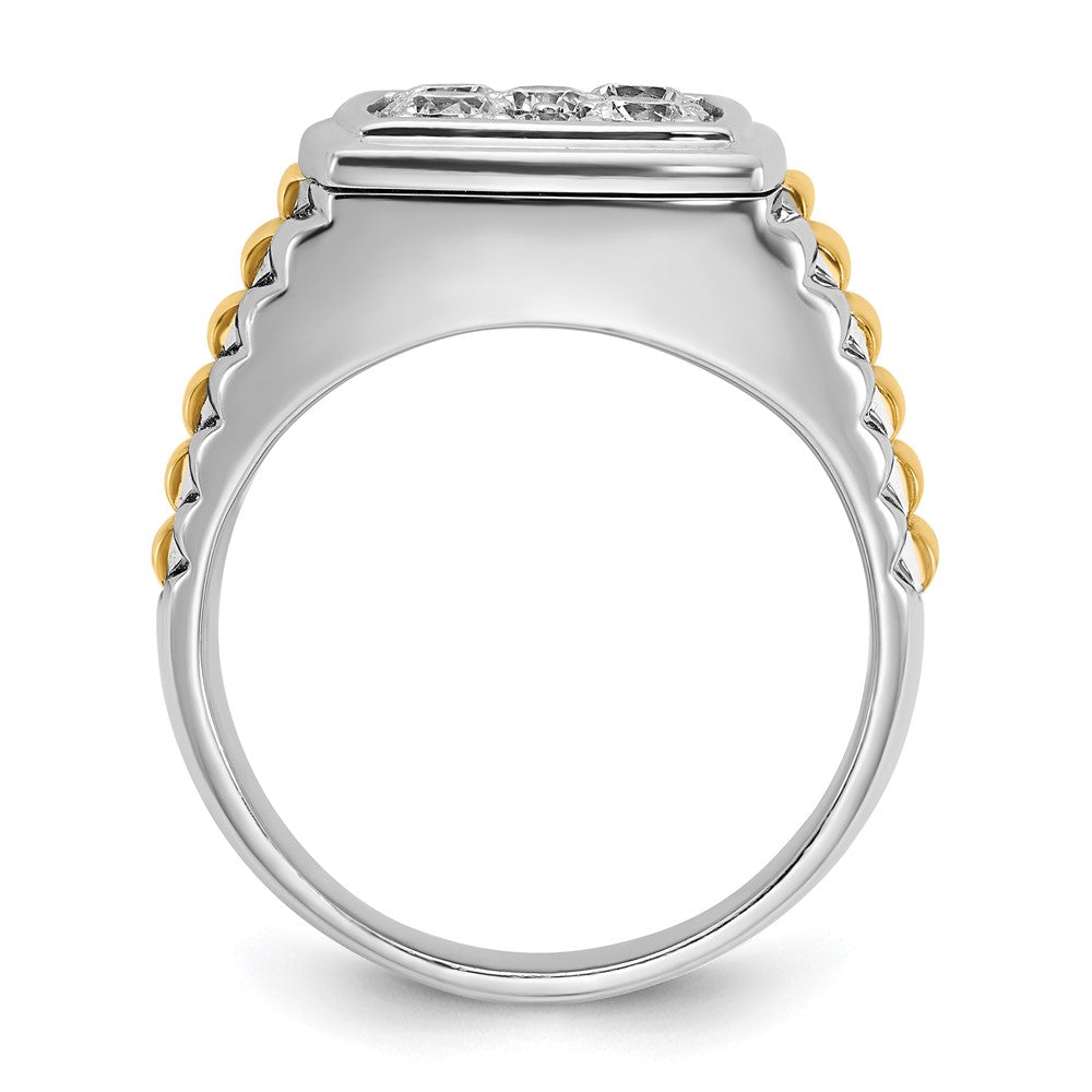 IBGoodman 10k Two-tone Men's Polished and Textured 1 Carat A Quality Diamond Cluster Ring