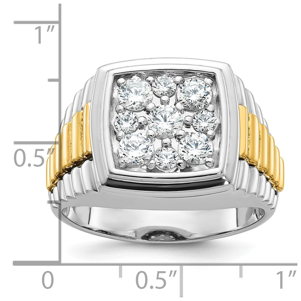 IBGoodman 10k Two-tone Men's Polished and Textured 1 Carat A Quality Diamond Cluster Ring