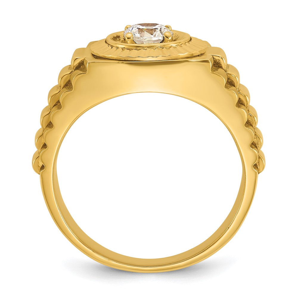 IBGoodman 10k Men's Polished Satin and Textured 1/2 Carat A Quality Diamond Ring