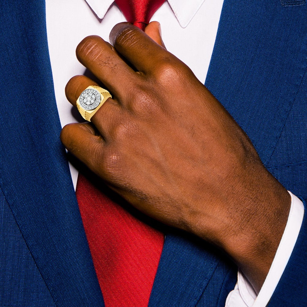 IBGoodman 10k Two-tone Men's Polished Satin and Textured Ring Mounting