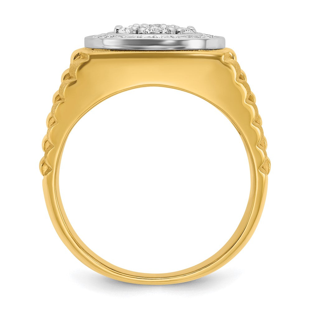 IBGoodman 10k Two-tone Men's Polished Satin and Textured 1 Carat A Quality Diamond Ring