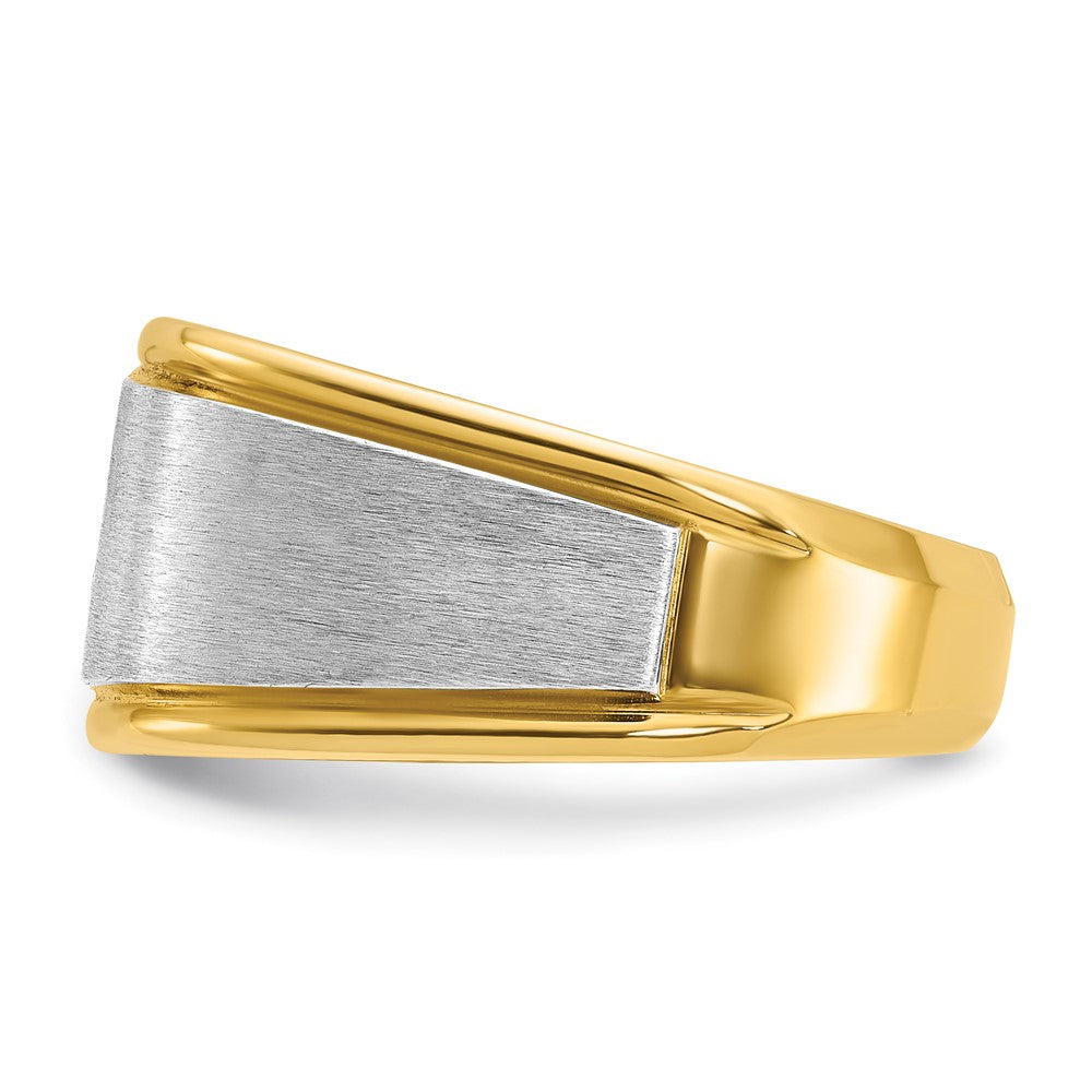 IBGoodman 14k Two-tone 1 carat Lab Grown Diamond VS/SI+ G+ Complete Polished and Satin Men's Ring