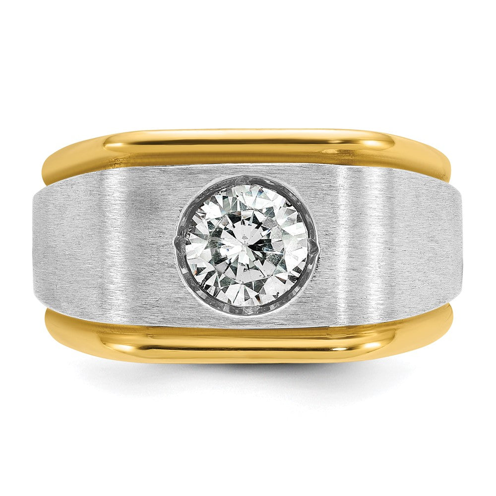 IBGoodman 14k Two-tone 1 carat Lab Grown Diamond VS/SI+ G+ Complete Polished and Satin Men's Ring