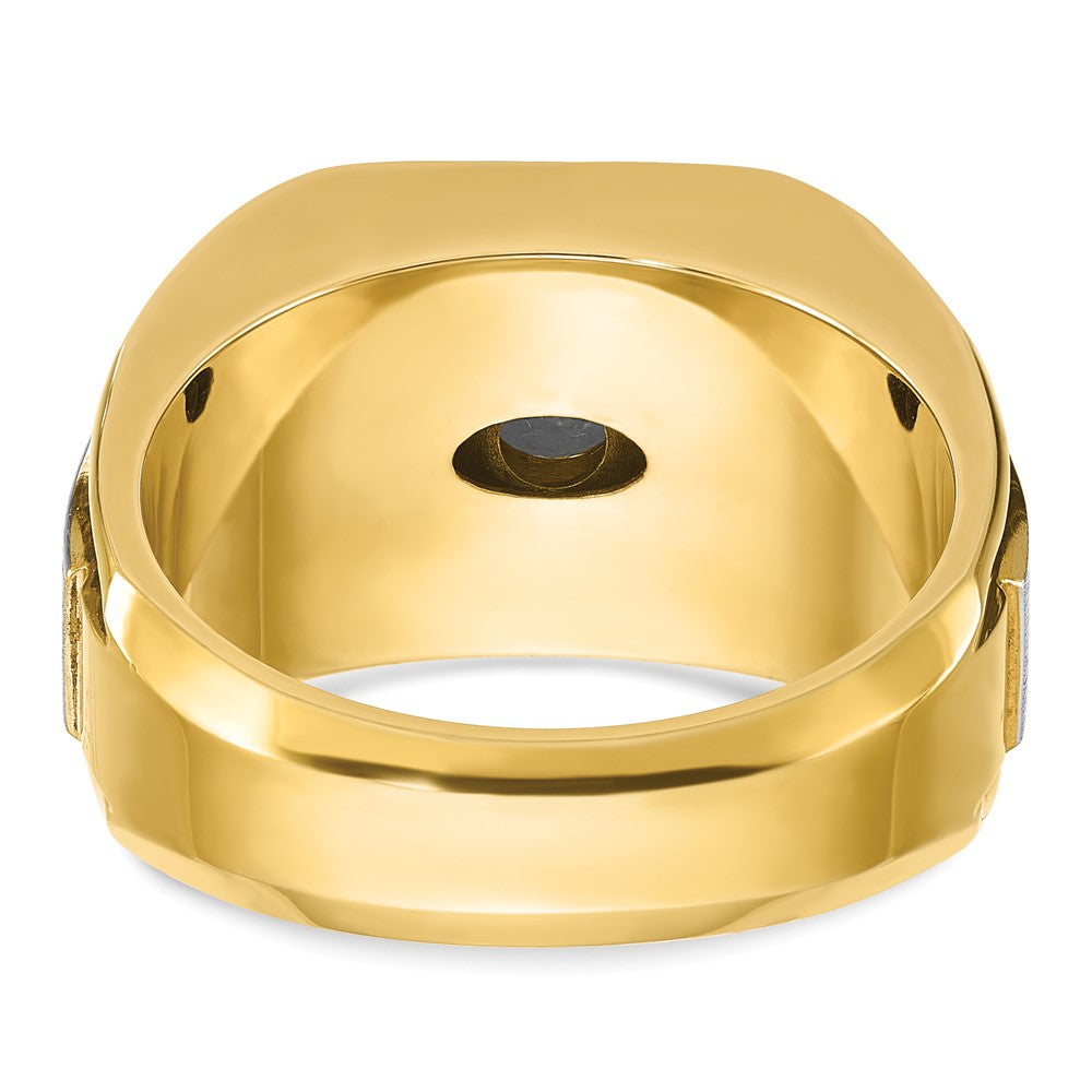 IBGoodman 14k Two-tone 1 carat Lab Grown Diamond VS/SI+ G+ Complete Polished and Satin Men's Ring