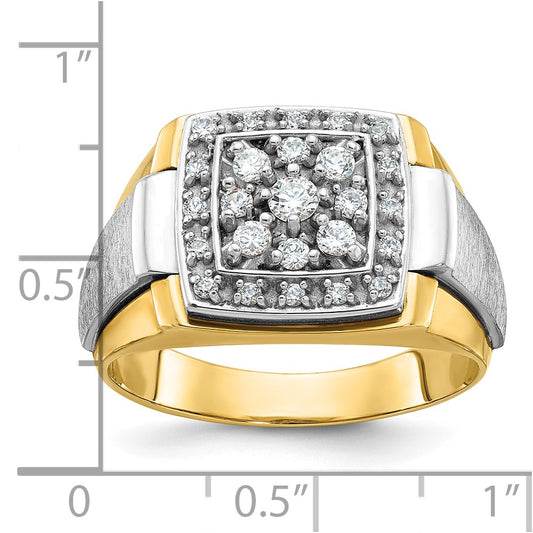 IB Goodman 10k Two-tone Mens Polished and Satin Square Cluster Ring Mounting