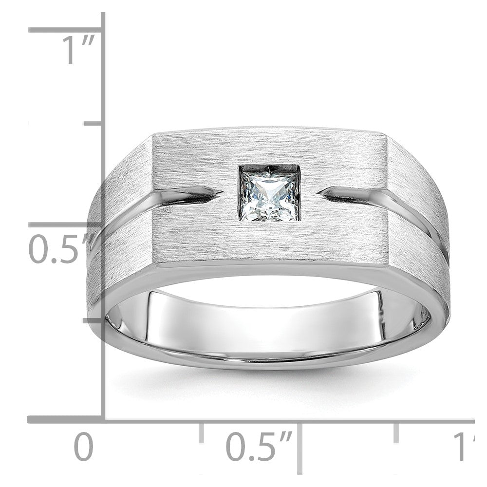 10k IBGoodman Men's Polished and Satin Diamond Complete Ring
