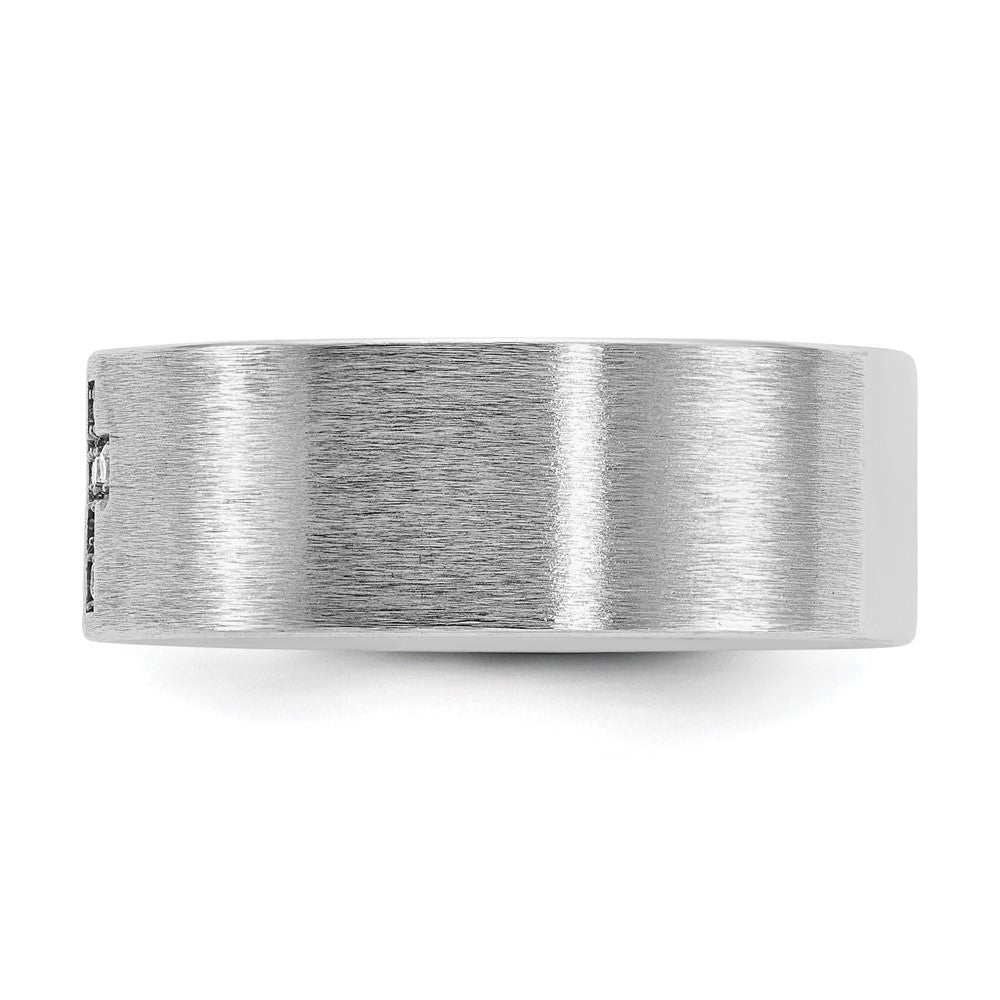 IBGoodman 14k White Gold 1/20 carat Lab Grown Diamond VS/SI+ G+ Complete Satin Cross Men's Ring