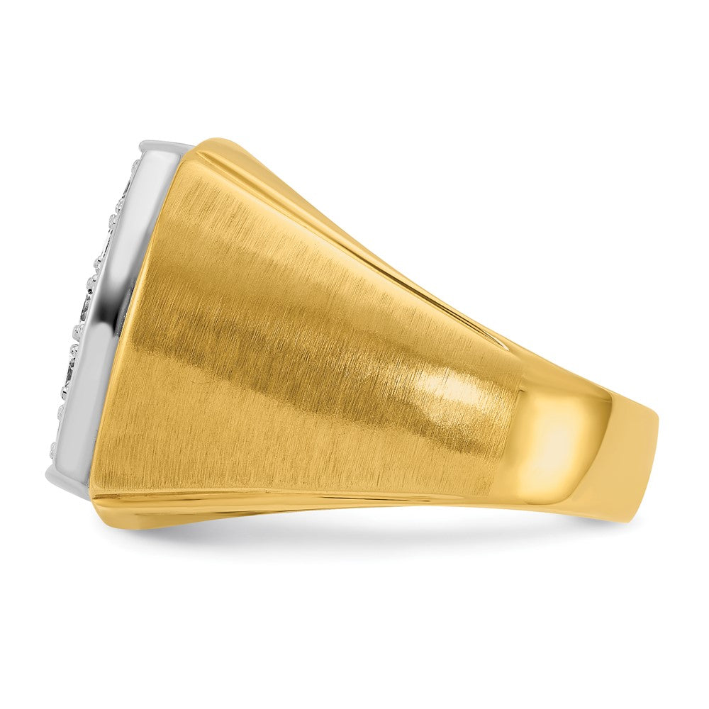 IBGoodman 10k Two-tone Men's Polished and Satin 1 5/8 Carat A Quality Diamond Cluster Ring